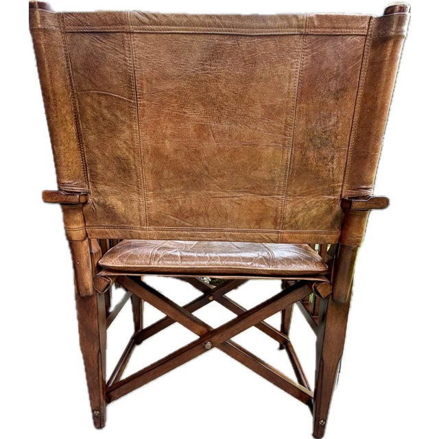 Campaign Campaign-Style Leather Armchair With Brass Accents by Thomasville Earnest Hemingway Collection For Sale - Image 3 of 13