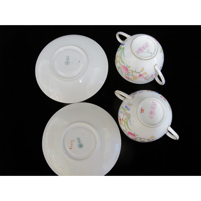 Early 20th Century Royal Doulton Ito Smooth E2929 Songbird Soup Cream Bowl Cup & Saucer Pair For Sale - Image 5 of 9