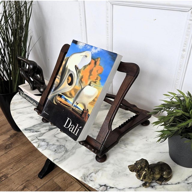 Italian Decorated Adjustable Lectern Bookstand in Carved Wood, 1960s For Sale - Image 4 of 9