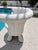 Mid-Century Modern Vintage Weathered Cement Shell Form Garden Chair or Planter Chair, Extremely Heavy, 33” High For Sale - Image 3 of 7