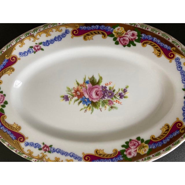 Ceramic Limoges French Roses Oval Porcelain Jewelry Dish With Golden Accents For Sale - Image 7 of 12