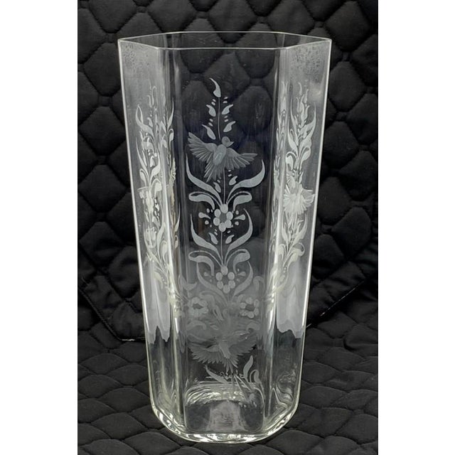 Transparent Murano Giovanni Cenedese Glass Vase "Doves of Spring" (Limited Edition, Vintage 1982, Signed) Venini Seguso Barovier For Sale - Image 8 of 18