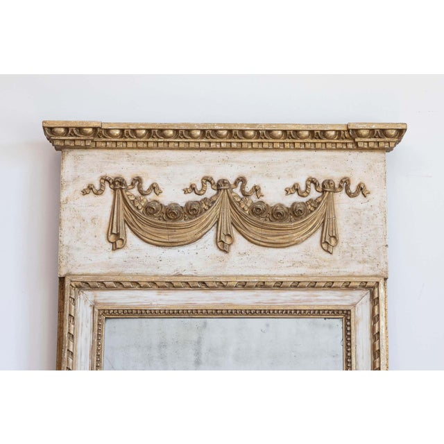 Gustavian (Swedish) Late 18th Century Swedish Gustavian Period Trumeau Mirror with Swag and Roses For Sale - Image 3 of 7