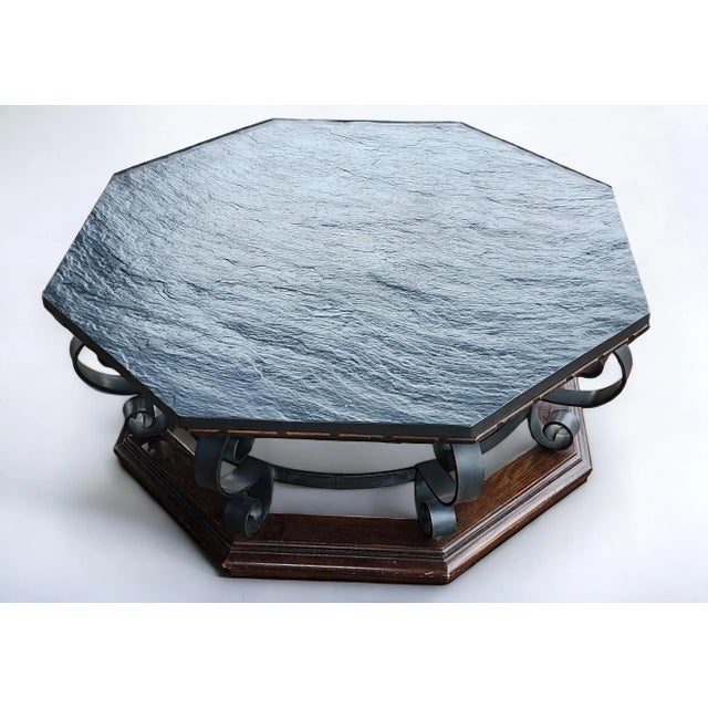 Vintage Octagonal Slate Top ~ Iron & Wood Spanish Colonial ...