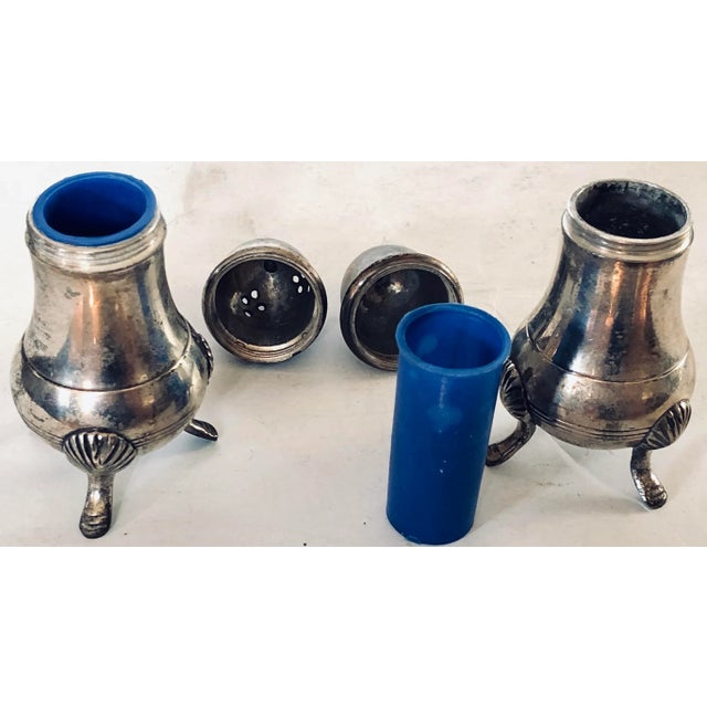 English 4 Piece Silver Condiment Set With Tray For Sale - Image 3 of 5