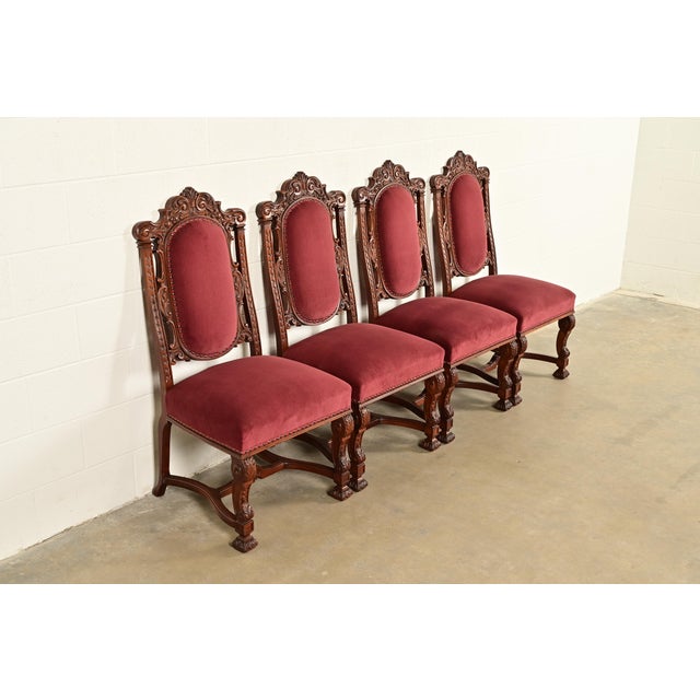 R. J. Horner & Co. R. J. Horner Style Antique Renaissance Revival Carved Walnut Dining Chairs | Set of Four For Sale - Image 4 of 14