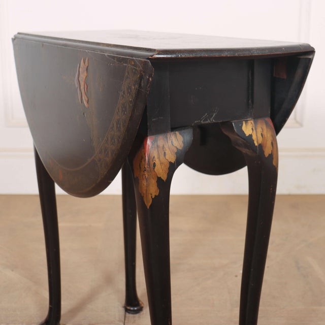 Small 1920's Chinoiserie decorated beech dropleaf lamp table.1920 with leaves up 70cm x 58 This piece is designed in the...