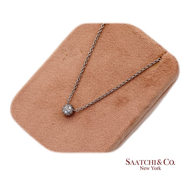 18k(750) White Gold Natural Diamond Pendant Necklace With Chain For Sale - Image 11 of 13