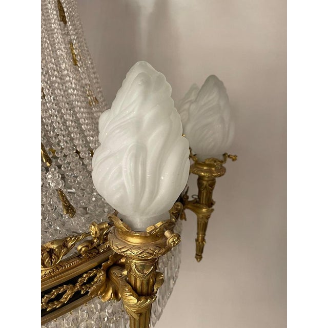 Large Classicist Chandelier in Crystal & Brass For Sale - Image 11 of 18