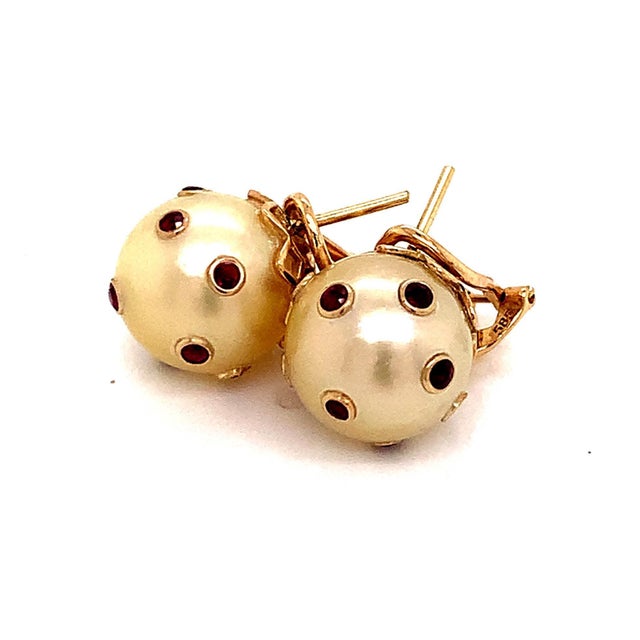 Fine Quality South Sea Pearl Ruby Earrings 14k Gold 0.27 CTW Certified $5,950 113513 This is a Unique Custom Made...
