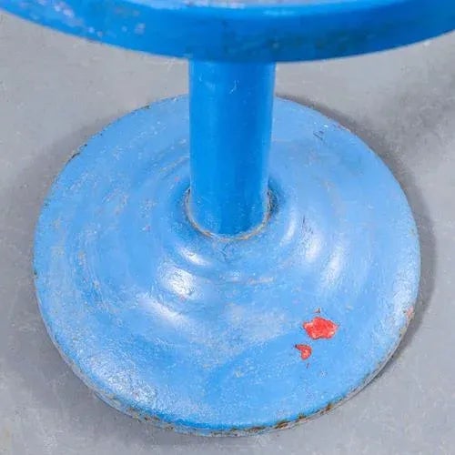 Round Royal Blue Side or Dining Tables from Tolix, 1950s, Set of 2 For Sale - Image 3 of 6