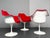 Red Tulip Swivel Armchairs by Eero Saarinen for Knoll International, Italy, 1960s, Set of 3, in Very Good conditions....