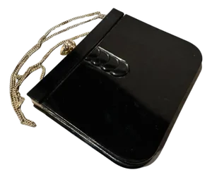 1970 Art Deco Style Black Bakelite and Gilded Brass Italian Shoulder Bag