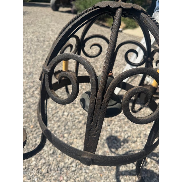 1920s Spanish Wrought Iron Pendant Light For Sale - Image 10 of 12