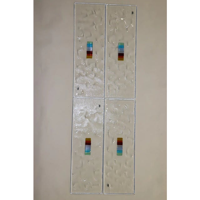 Itre "Iride" 1980s Itre Murano Art Glass Tiles Set of 4 For Sale - Image 4 of 12