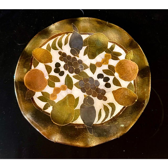 Gold Mid 20th Century Fused Art Glass Decorative Plate For Sale - Image 8 of 12