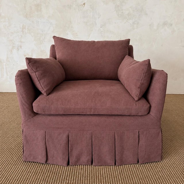Parisian Chair Slip Covered in Belgian Linen- Dark Rust For Sale - Image 9 of 10