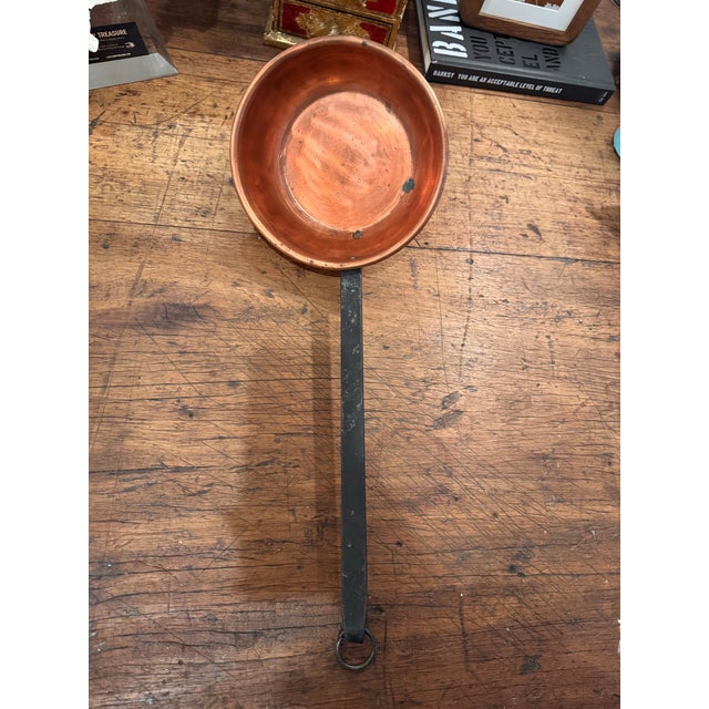 Vintage French Country Copper Sauce Pot With Hand-Forged Iron Handle For Sale In Houston - Image 6 of 7