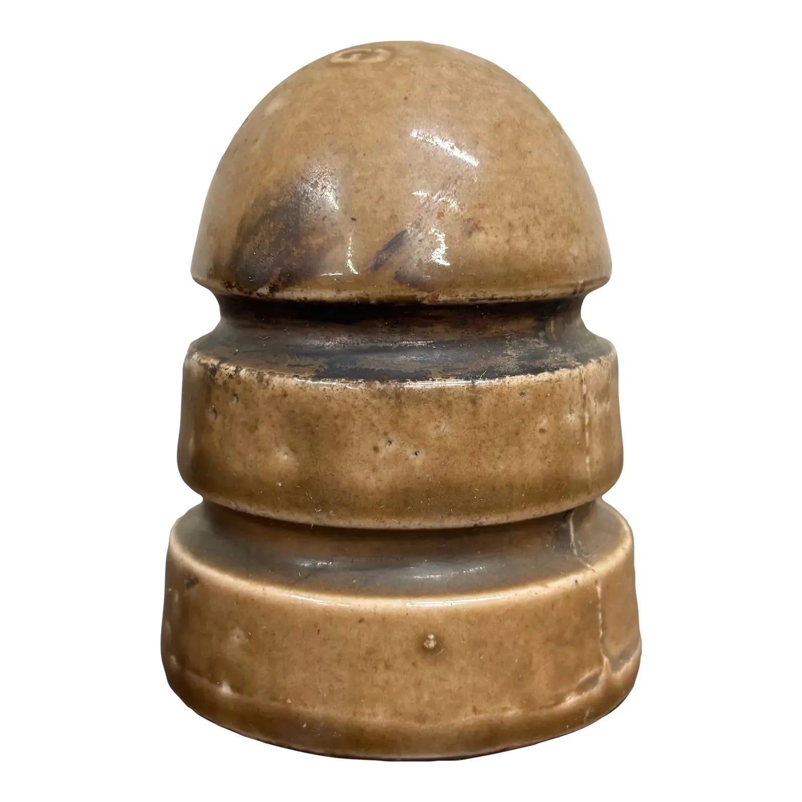 Antique Light Brown Glazed Ceramic Electric Insulator | Chairish