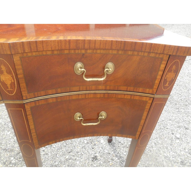 Gorgeous Monumental Hickory Chair Company Inlaid Satinwood Federalist Buffet For Sale - Image 10 of 10