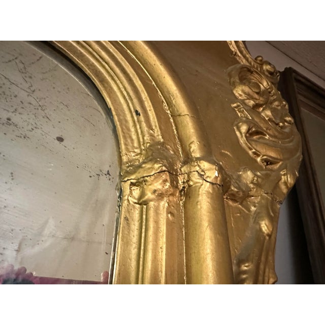 Gold Antique Baroque Gilt Monumental Pier Mirror For Sale - Image 8 of 11
