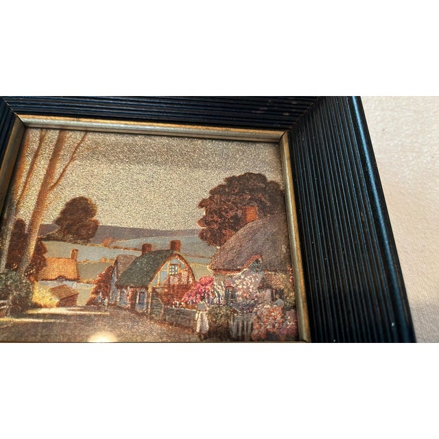 MCM Hollywood Regency Foil Metallic Countryside Cottage Art For Sale - Image 9 of 10
