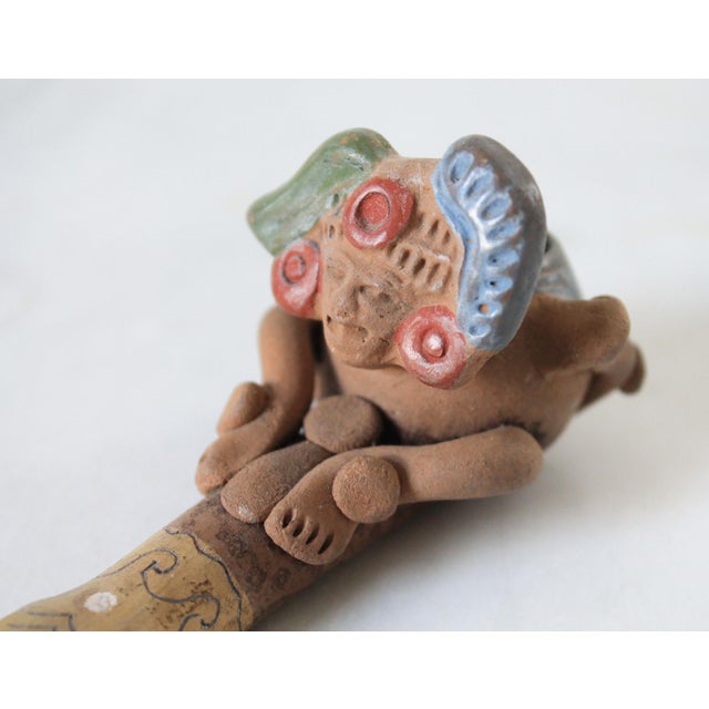Mid 20th Century Vintage Hand Painted Mexican Folk Art Clay Pipe Snake For Sale - Image 5 of 9