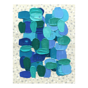 Bluey - Impasto Blue Green Thick Paint Abstract Painting on Paper Original Artwork by Shiri Phillips