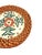 2020s Asian Modern Bat Trang Vietnamese Rattan & Ceramic Coasters With Hand Painted Floral Motif - Set of 6 For Sale - Image 5 of 9