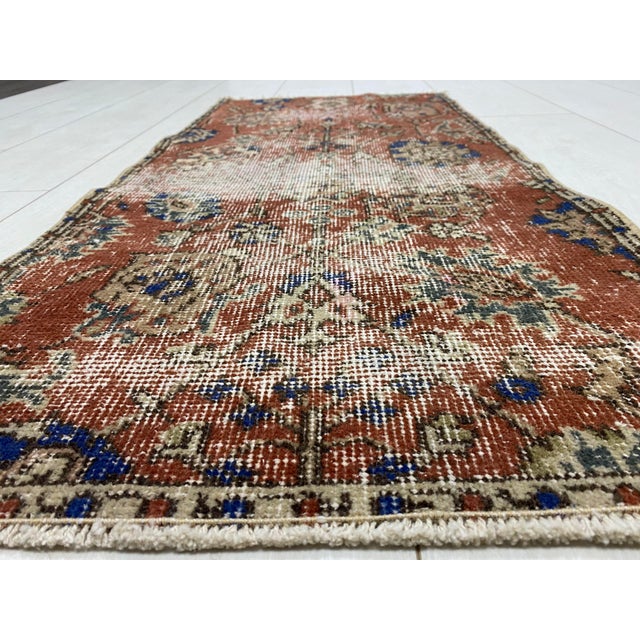 Handmade wool carpet in Turkish Anatolia , Vintage Oushak Rug,Turkish Vintage Anatolian Rug, Handmade wool Rug . One Of...