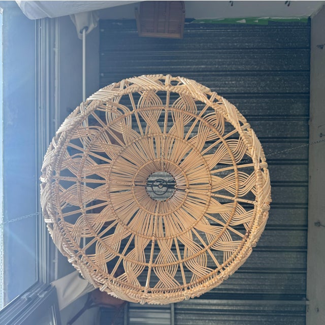 Woven Wicker Bulb Pendant Light For Sale - Image 13 of 18