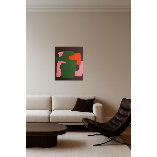 Green Bodasca, Mid-Century Style Minimalist Brick Composition, 2026, Acrylic on Canvas For Sale - Image 8 of 12