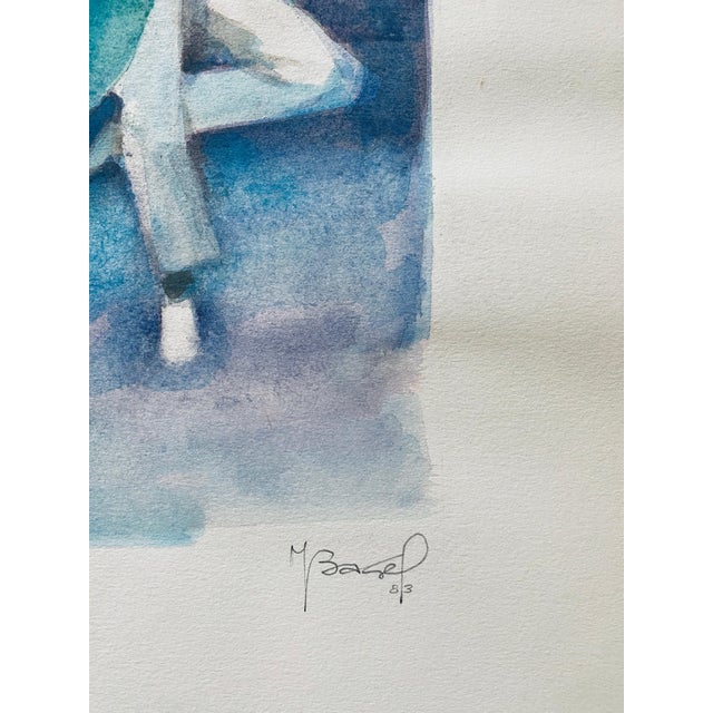 Mid 20th Century Moses Bagel BahelferPolish French Judaica Watercolor Gouache Painting Original Bauhaus Yiddish Art For Sale - Image 5 of 5