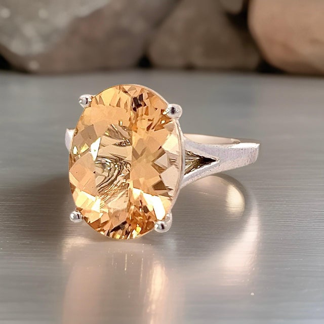 Natural Citrine Ring 6.5 14k W Gold 6.48 Cts Certified For Sale - Image 9 of 15