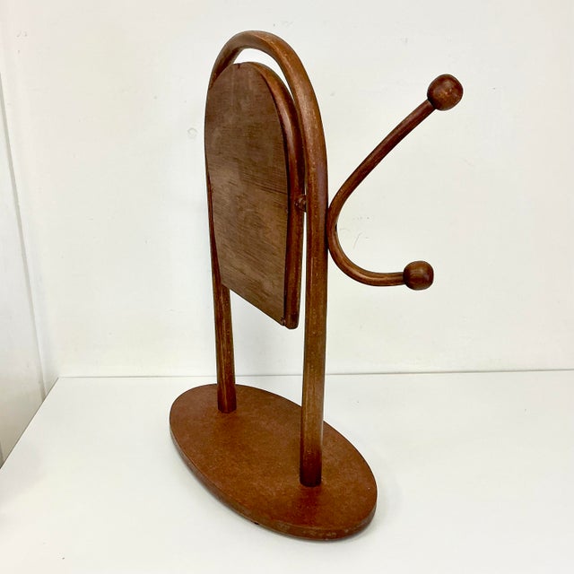 1940s Vintage Italian Boho Chic Bentwood Sticks and Ball Tabletop Mirror With Hat Rack, After Franco Albini For Sale - Image 15 of 16