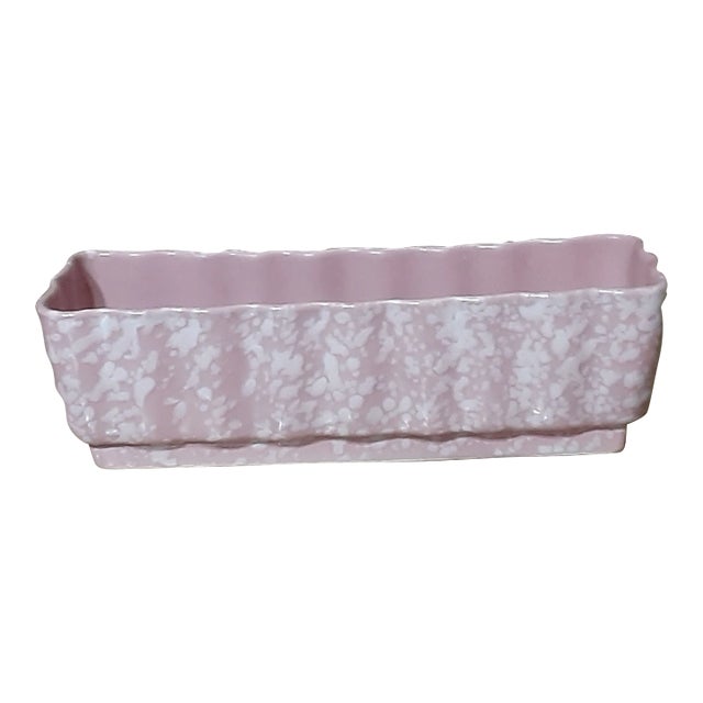 McM/ Art Deco Pink and White Mottled Rectangular Planter For Sale