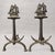 Pair of Bradley & Hubbard fireplace andirons; signature unavailable. 1920s. Naval motifs: ship and anchor. Wrought iron....