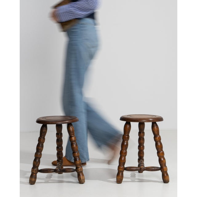 1970s Pair Of French Bobbin Stools For Sale - Image 10 of 11