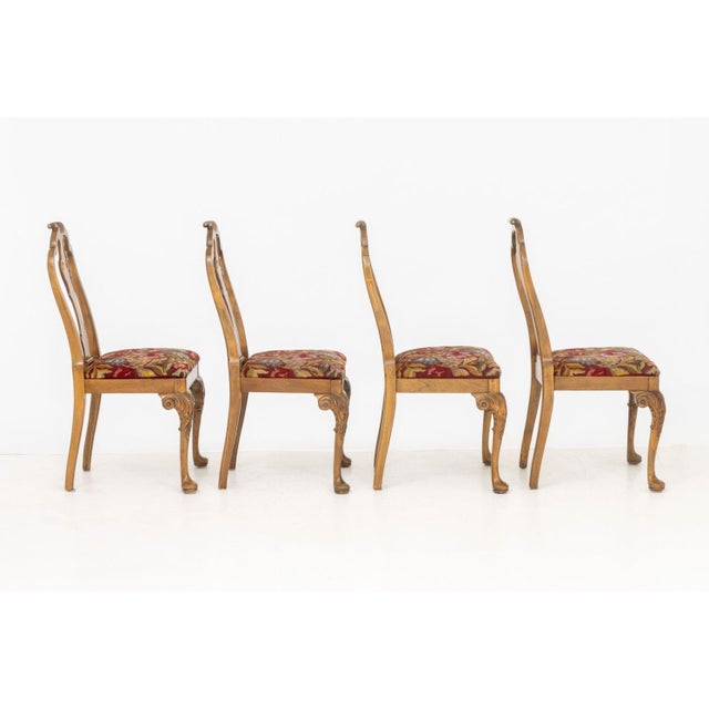 William and Mary Style Needlepoint Upholstered Walnut Dining Chairs, 6 For Sale - Image 15 of 16