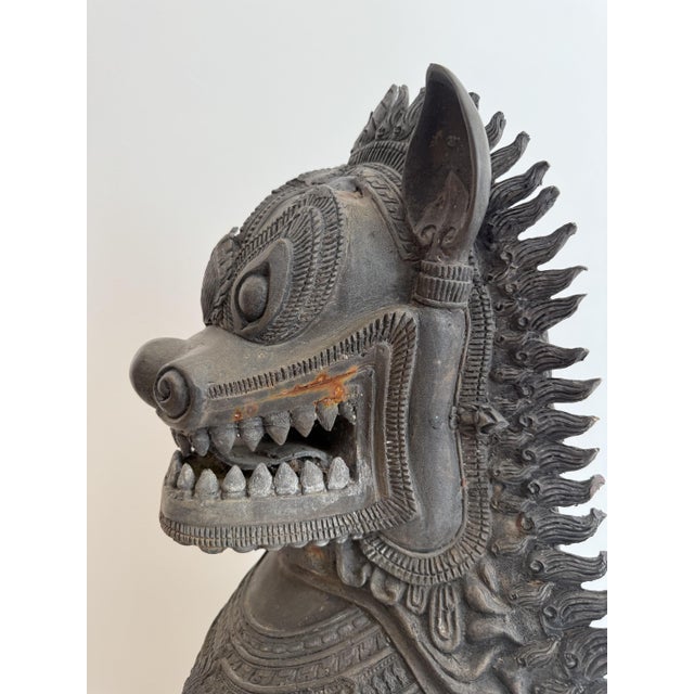 Thai Artist, Guardian Lions, 19th Century, Bronzes, Set of 2 For Sale - Image 13 of 18