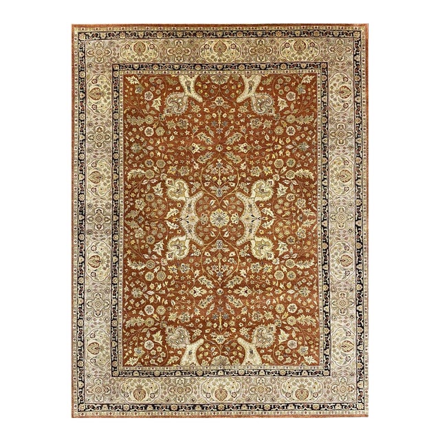9x12 Handwoven Indo Agra Area Rug - 107081 For Sale