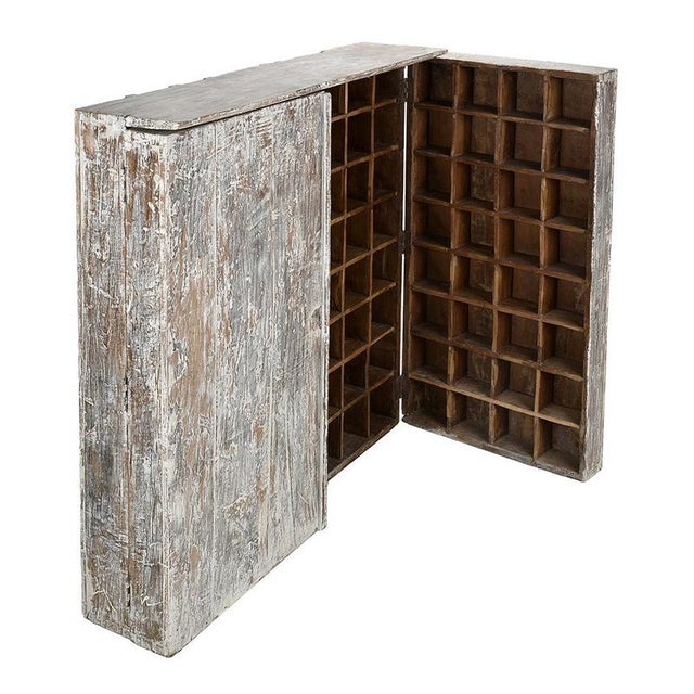20th Century Patinated Wooden Printing Press Locker Cabinet For Sale - Image 3 of 9