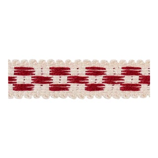 Sample - Schumacher Crawford Check Tape Narrow in Cornwallis Red For Sale