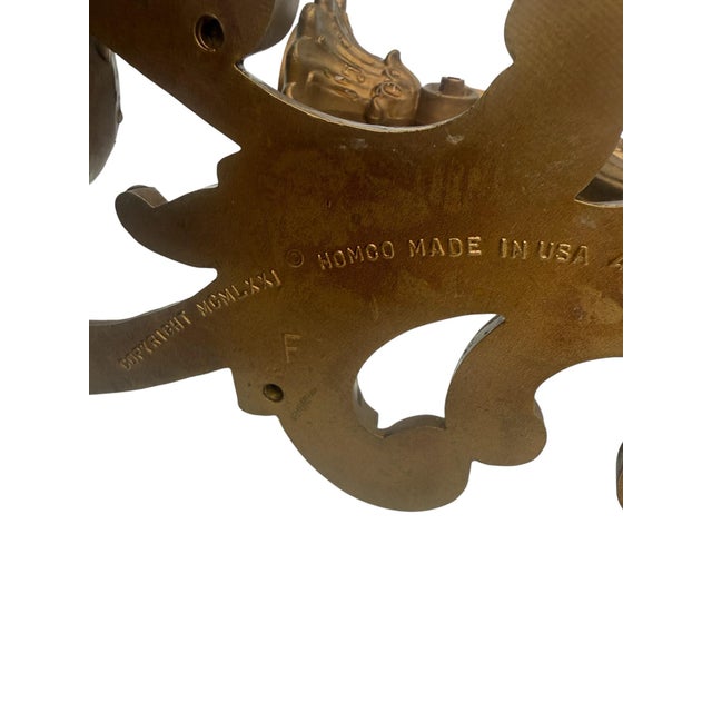 1971 Homco Hollywood Regency Gold Floral Wall Candle Sconce For Sale - Image 9 of 10