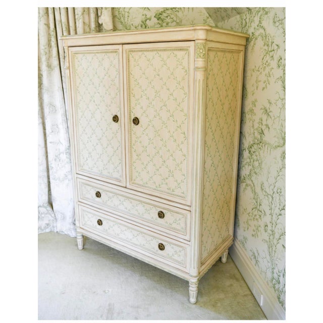 English Julia Gray Hand-Painted Nursery Armoire/Wardrobe Cabinet, Attributed For Sale - Image 3 of 6