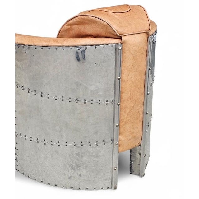 Aviator Club Chair in Brown Distressed leather For Sale In Los Angeles - Image 6 of 18