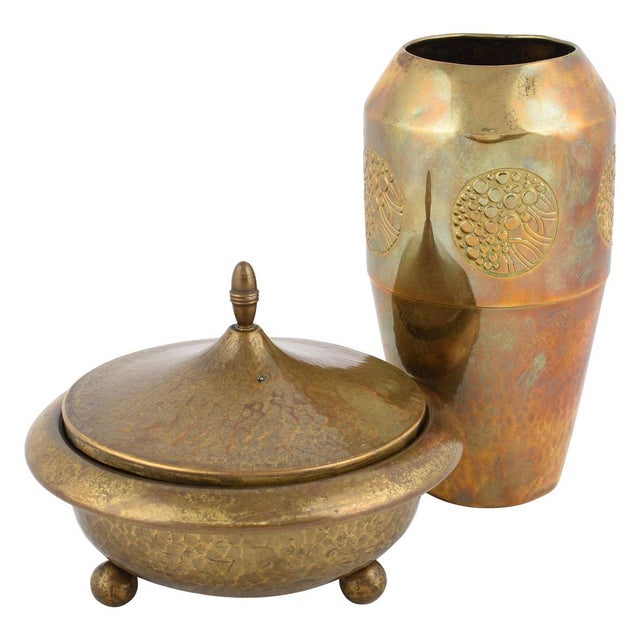 Jugendstil Brass Can and Vase from WMF, Germany, 1910s, Set of 2 For Sale - Image 5 of 5