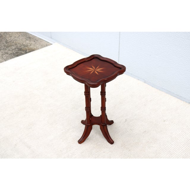 Vintage Traditional Colonial Revival Small Accent Table in Cherry and Rubberwood For Sale - Image 9 of 15