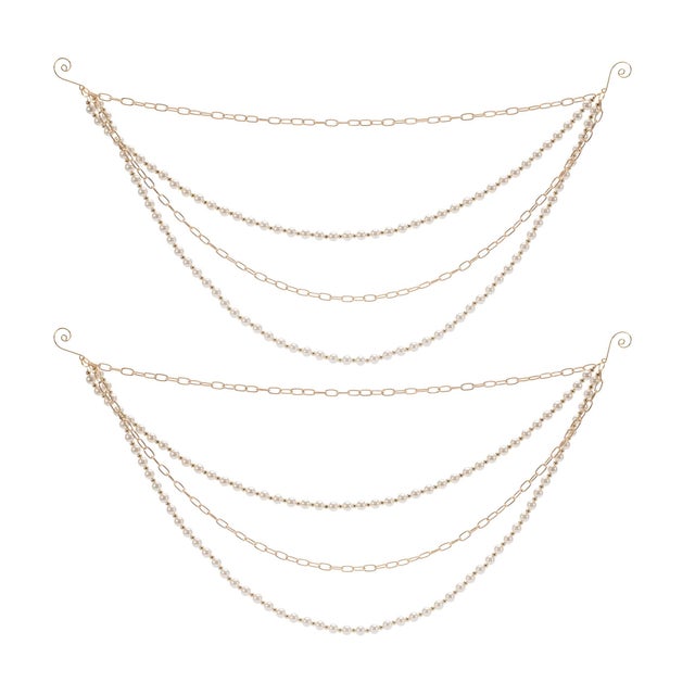 2020s Pearl Bead and Chain Link Garland (Set of 2) For Sale - Image 5 of 5