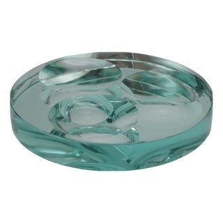Green Glass Ashtray attributed to Fontana Arte, Italy, 1960s For Sale